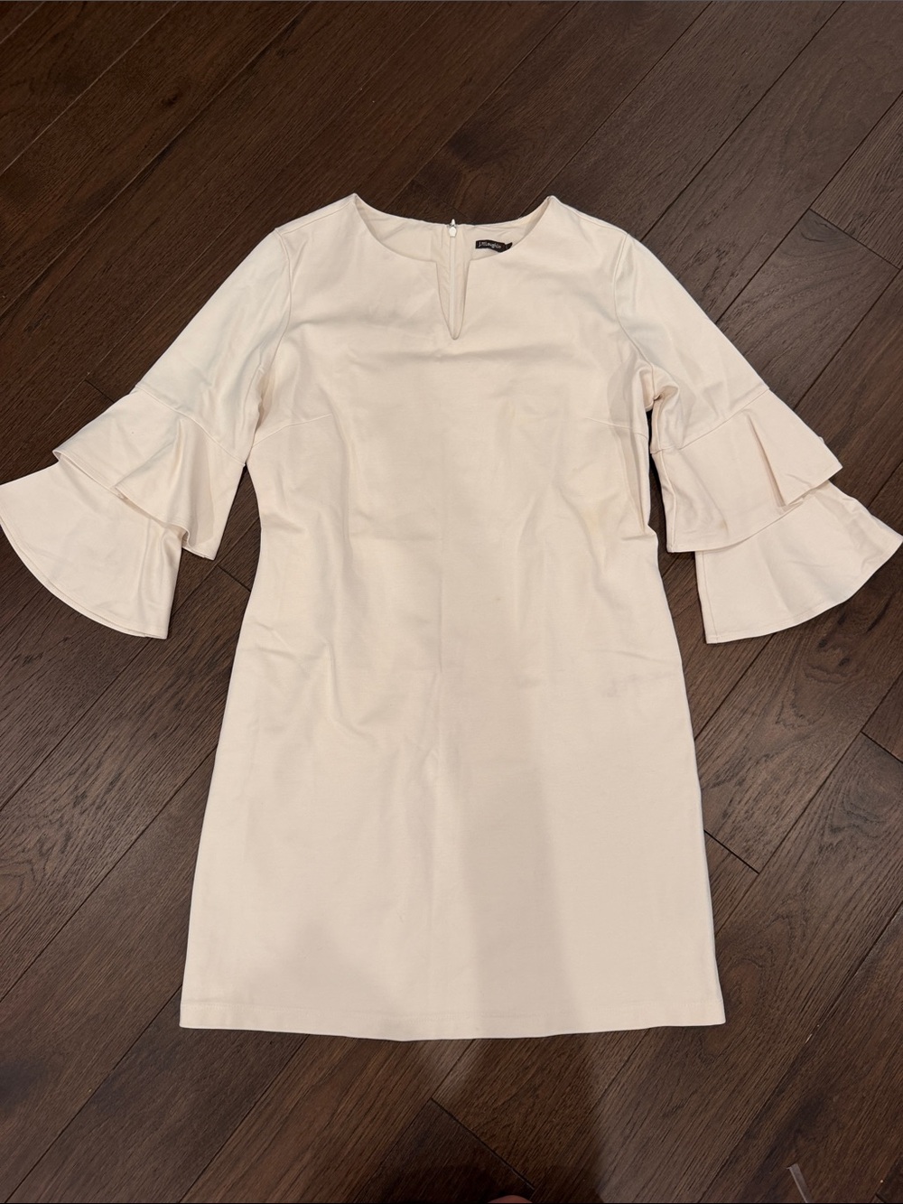 J. McLaughlin Cream Tiered-Ruffle Shift Dress Size Large - C54-112